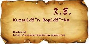 Kucsulán Boglárka névjegykártya